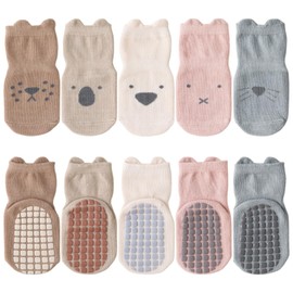 Decorie Baby Stopper Socks Children's Non-Slip Cotton ABS Socks Baby Crawling Socks Pack of 5, G