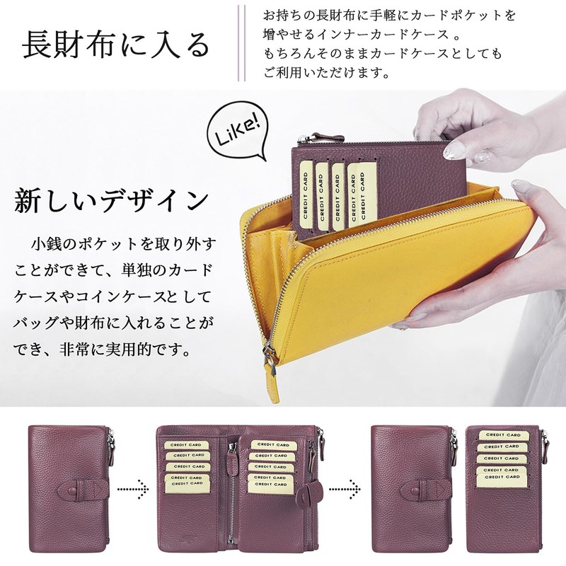F.ZH Women's Bi-Fold Wallet, Short Wallet, Genuine Leather, Coin Pocket,