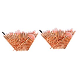 Healeved 40pcs Makeup Brush Set Transparent Handle for Golden Cosmetic Tools for Foundation Eyeliner Lip and Blush Applications for Birthdays and Festivals