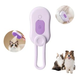 3 In 1 Depilación Cepillo De Vapor Para Gato Perro Mascota Color Violeta