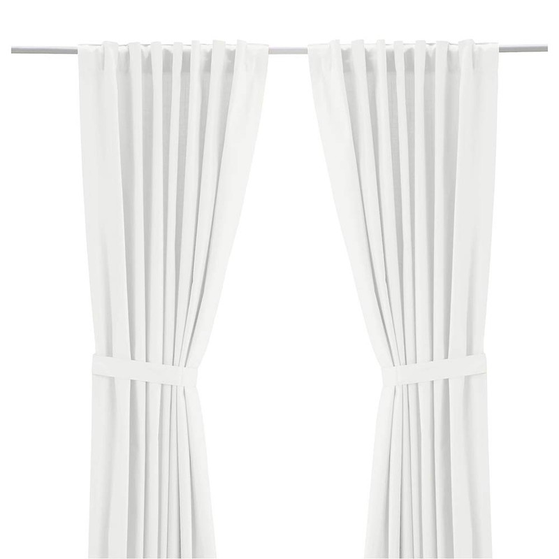 IKEA Ritva 401.119.92 White Curtain Set, 2 Panels with Tie-Backs