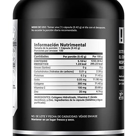 B Life Zinc de 100 Cápsulas con Colágeno y Vitamina C