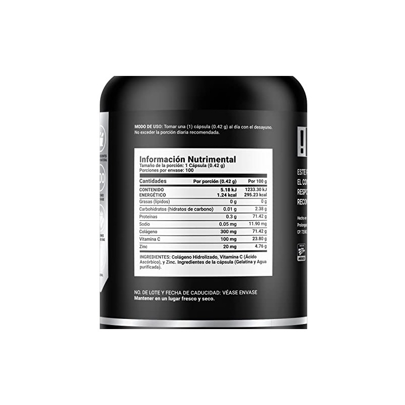 B Life Zinc de 100 Cápsulas con Colágeno y Vitamina