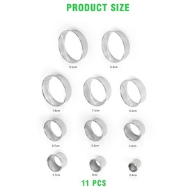 Cookie Cutters Set 11Pcs Bistcuit Cookie Cutters Circle Pastry Cutters Round Donut Ring Molds for Baking for Pastries Doughs Doughnuts