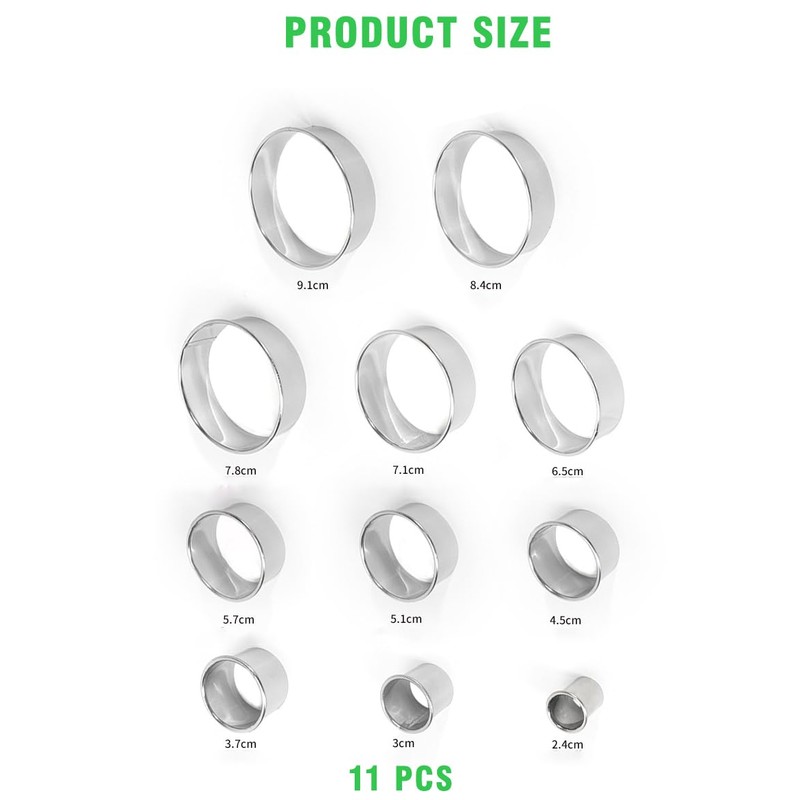 Cookie Cutters Set 11Pcs Bistcuit Cookie Cutters Circle Pastry Cutters