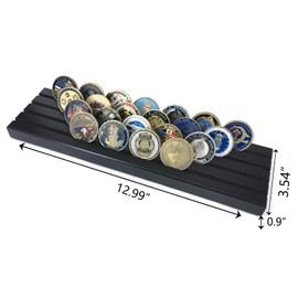Aomcisi 4 Rows Coin Holder, Military Collectible Challenge Coin Display Holder Stand,Holds 32-36 Coins (Large)