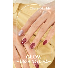 Dashing Diva WMA006KJ Nail Tip, Nail Seal, Gel Nail Seal, Color Gel, False Nail Seal, Hand, Glow, Gloss, Cherry Marble, Red