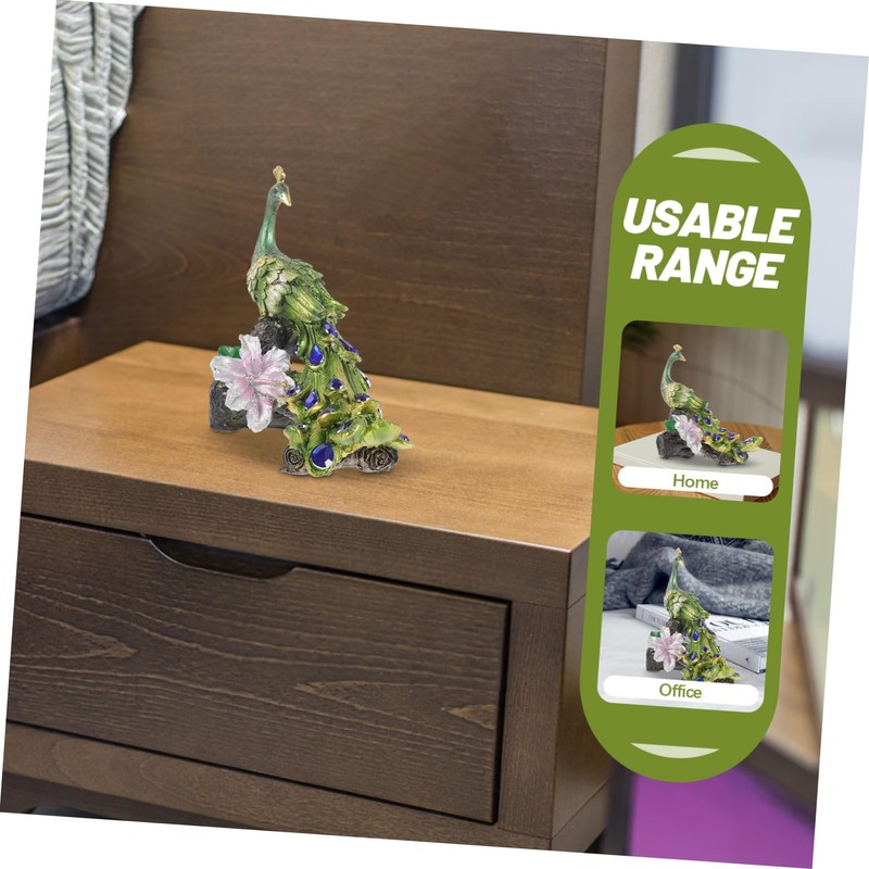 iplusmile Resin Peacock Sculpture Ornament Elegant Desktop Decoration for Home