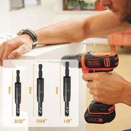 3 PCS Self-Centering Drill Bit Set (3/32", 7/64", 1/8") – CC2430 VIX Bits for 1/4" Hex Shank Drill, Precision Hinge Drilling with Adjustable Hex Wrench, Perfect for Woodworking & Hardware Installation