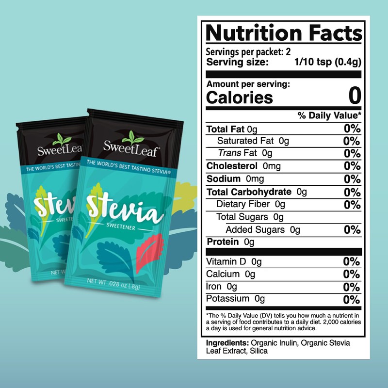 SweetLeaf Stevia Powder Packets - Zero Calorie Sweetener with Stevia