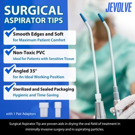 20PCs Dental Grade Sterile Plastic Surgical Aspirator Tips with Adapter by JEVOLVE | Dental Surgical Aspirator Suction Tips