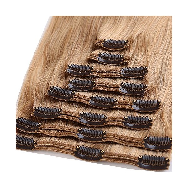 Clip in Extensions Set 100% Remy Echthaar 8 Teilig HaarverlÃ¤ngerung dick Dopplet Tressen Clip-In Hair Extension (55cm-160g,#27 Dunkelblond)