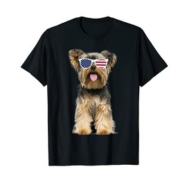 Yorkie Yorkshire Terrier Wearing Sunglasses 4th Of July Dog T-Shirt for Women Kids Men