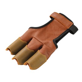 Deerseeker Archery Leather Glove Finger Tab Protective Archery Accessories for Takedown Recurve Bow Traditional Bows(Brown-XL)