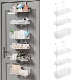 HapiRm Over Door Organizer Storage - Separable Door Organizer Hanging with 6 Metal Large Capacity Baskets for Bathroom Bedroom Kitchen Pantry Closet (White)