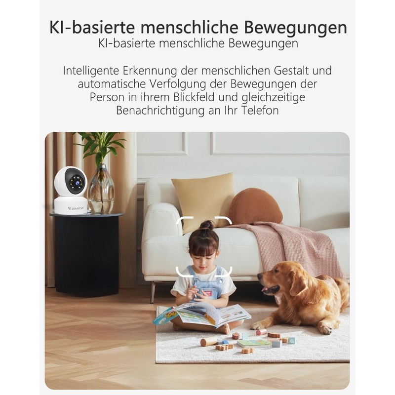 VSTARCAM Indoor Surveillance Camera - 2K QHD, 360° WLAN Indoor