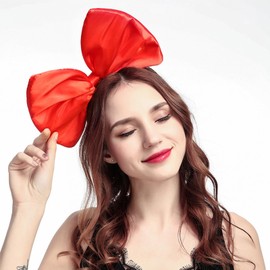 Huge Bow Headband Big Bowknot Hair Bands Headpiece Women Bow Hairband Hair Hoop Holiday Party Decoration Cosplay Costume Cute Christmas Halloween Headdress Handmade Hair Accessories 1 Pack Rose
