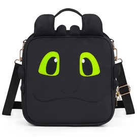 PainZieteg 3D Dragon Lunch Bag for Boys & Girls - Insulated Kids Lunch Box with Cool Wings & Horns - Leakproof Thermal Cooler Bag for Toddler, Preschool, School, Travel & Picnic - Midnight Black
