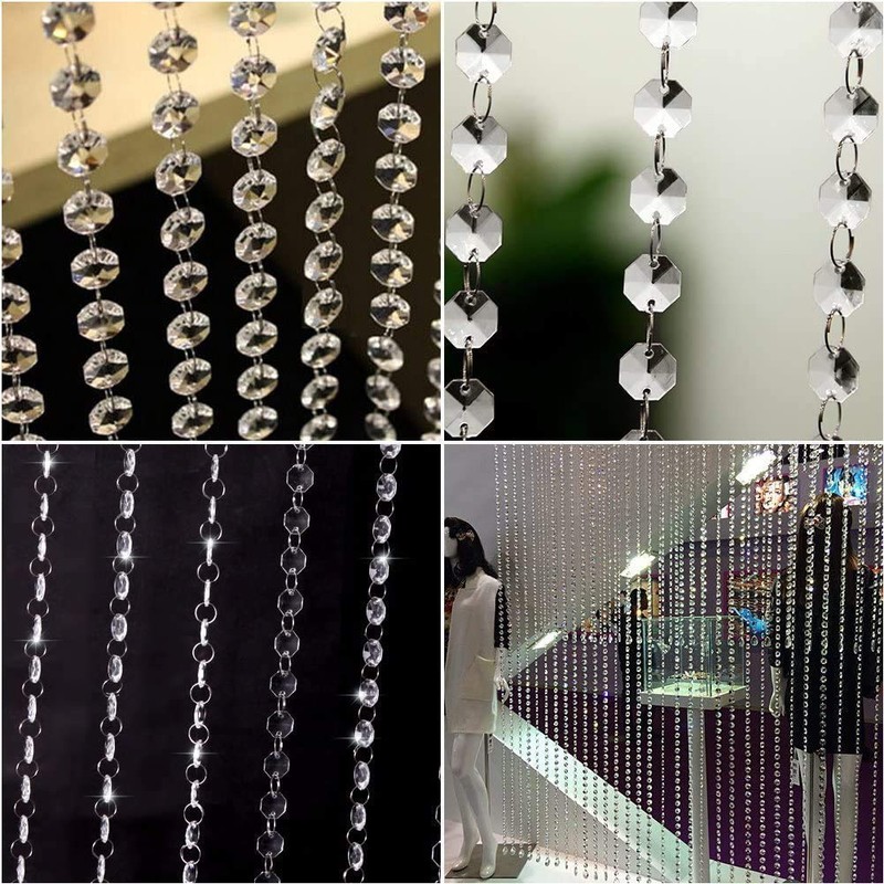 10pcs Octagonal Bead Curtain Crystal Pearl Noren Decoration DIY Door/Entryway/Window/Wedding/Party(10x1M,