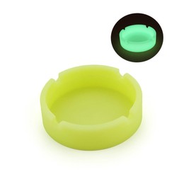 Cenicero Redondo de Silicona Resistente al Calor Unbreakable con Diseño Noctilucente Ranuras para Cigarros Portátil y Decorativo Amarillo