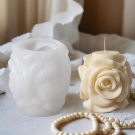 Rose Pillar Candle Molds,3D Rose Flower Candle Molds for Candle Making,Rose Silicone molds for Valentine's Day DIY Candles, Soaps