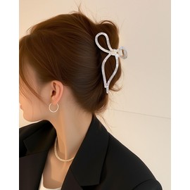 ACECHA 2 Pack Gold Metal Bow Hair Claw Clips for Women, 4.5" Colorful Non-slip Hairclips for Thick Thin Hair Claws Strong Hold Styling (Checkered)