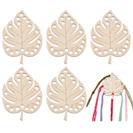 PH PandaHall 5pcs 18 Holes Wood Embroidery Floss Organizers Leaf Shape Thread Holders Wooden Cross Stitch Thread Organizers for Cross Stitch Sewing Embroidery Floss Storage, 10x14 cm