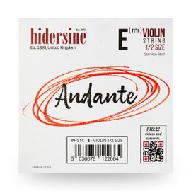 Hidersine Andante SINGLE E String for Violin 1/2 size. Steel Core string. Great tone and great value. Perfect for Students with half sized violins.