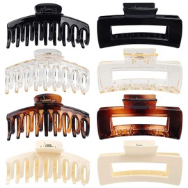 IHCEMIH Hair Clips 8 Pieces Large Claw Clips for Curls Long Fine Thin Hair Acrylic Plastic Non-Slip Large Strong Hold Hair Clips Styling Accessories for Women Girls Ladies