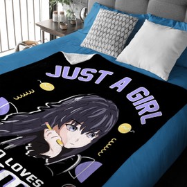 Microfiber Flannel Throw Blanket Just A Girl Who Loves Anime and Sketching Super Soft Cozy Lightweight Summer Quilt Perfect for Bed Sofa-50"x40" Small for Kids