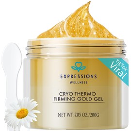 EXPRESSIONS WELLNESS Skin Tightening Cellulite Cream for Body: Golden Sweat Hot Cream for Loose Skin | B Flat Gel for Belly Thigh Butt & Arm Firming Toning Moisturizing Sculpting & Smoothing | 200G