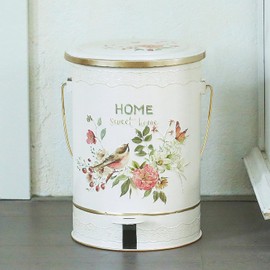 Z&Z ornamentorum Outdoor Small Trash Can with Lid Dog Poop Trash Can Outside for Kitchen Park Garden and Pedal Round Touchless Garbage (White)