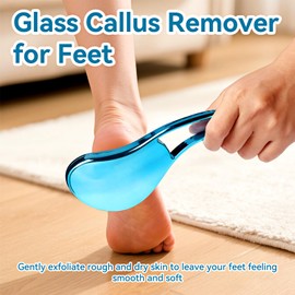 Ceavmlsr Glass Foot File, Crystal Glass Callus Remover Foot Scrubber and Heel Scraper for Men, Women, Dead Skin Removal Pedicure Tool (Blue)