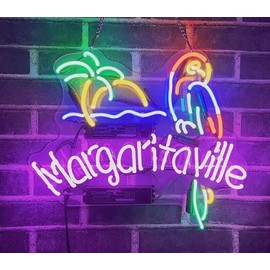 Queen Sense 17" Jimmy Margaritavilles Paradise Parrot Palm Tree Neon Sign Acrylic Pub Bar Handmade Wall Decor Neon Light A117JBMIPA2