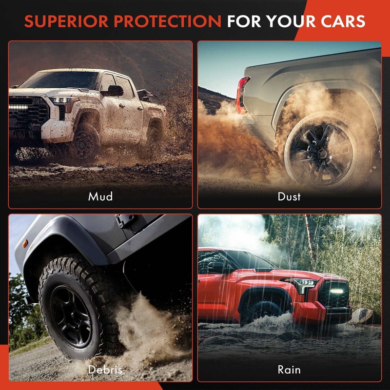 A-Premium Splash Guards Fender Liner Shields Compatible with Toyota Tacoma,