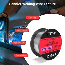 0.030 flux core welding wire, 2 Spools E71T-GS Low Splatter gasless Carbon Steel Mig Welding Wire Compatible (0.030-Inch 2LB 3PACK)