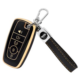 TOMALL for Ford Key Fob Cover with Keychain, 5 Buttons Soft TPU Key Fob Protector Fit for Ford Explorer Bronco Fusion Escape Edge Expedition F150 F250 F350 F450 F550 Maverick Mustang Lincoln, Black