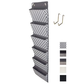 COMPONO Over The Door File Organizer,Wall Mounted Hanging File Folder Holder Mail Organizers,Home Office Supplies Storage Pocket Chart for Paper,Magazine,Notebooks,Planners,6 Large Pockets (Pattern)
