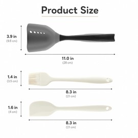 Meat Chopper Mincing Spatula, Silicone Ground Beef Masher with Drain Holes, Heat Resistant Ground Meat Masher with Scraper Spatula & Cleaning Brush for Home Cooking