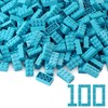 Feleph 100pcs 2x4 Bricks Medium Azure Pieces Parts Classic Building