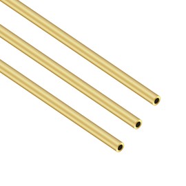 iMeistek Brass Round Tube, 300mm Length 5mm OD 1mm Wall Thickness Seamless Straight Pipe Tubing for DIY Crafts (3Pcs)