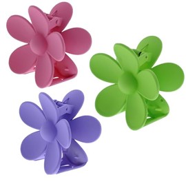 6 Pieces Large 8cm Assorted Double Sided Hawaiian or Daisy Flower Hair Clamps Claw Clips - Non-slip Jaw Clips Medium Hair Clamps for Thick Curly Long Hair, Wide Grip Hair Accessories for Women Girls