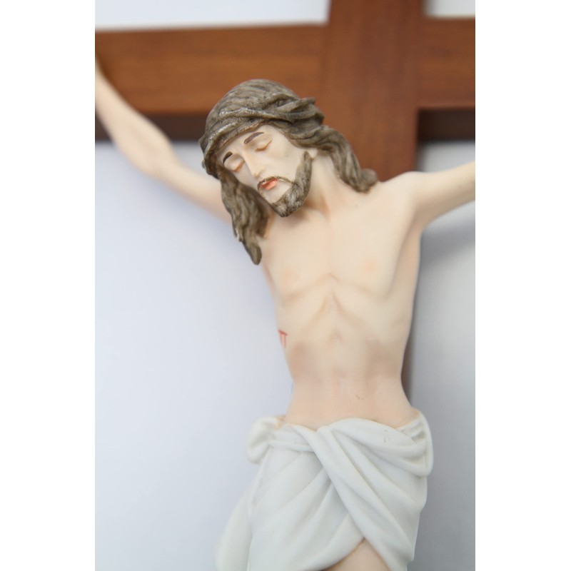 Vittoria Collection 17" Wall Crucifix Wood Cross Jesus Stone Corpus