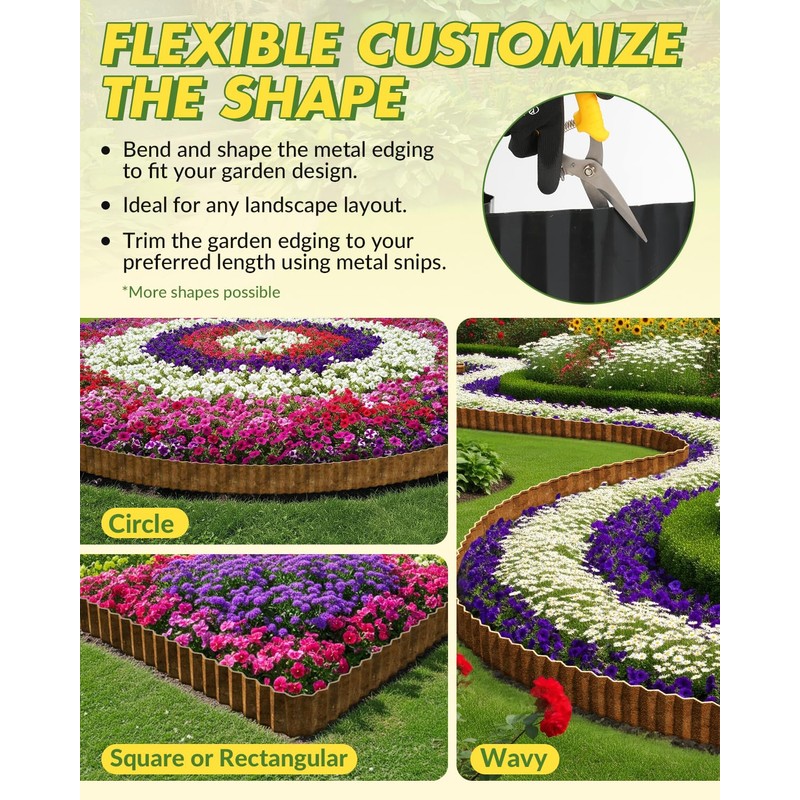 Velway Corrugated Metal Garden Edging - 6" H x 40Ft