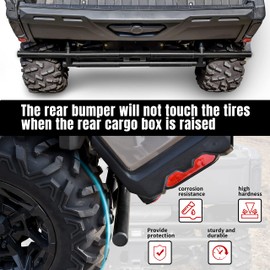 KATIMOTO Rear Bumper with LED Light for Can Am Defender 2016-2024, Heavy Duty Rear Bumper Rear Brushguard w/LED Light for Can-Am Defender HD5 / HD8 / HD10 Max 2016-2024 Accessories