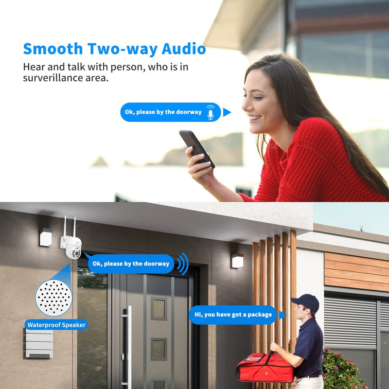 Hiseeu Pan/Tilt/Zoom Security Camera,WHD205,5MP Outdoor Wireless Surveillance Camera, Floodlights Full