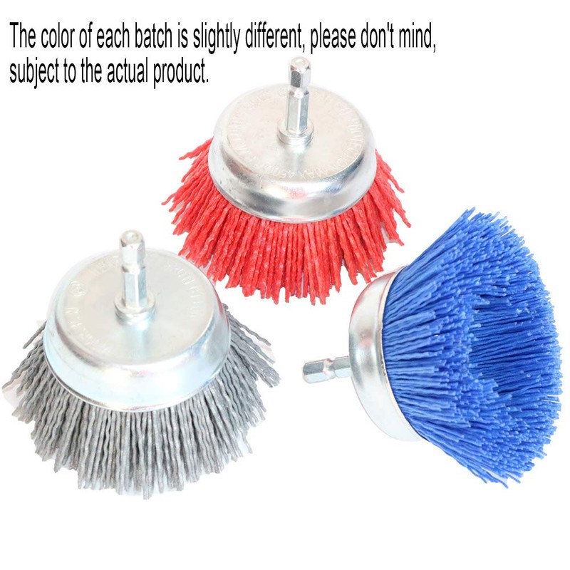 FPPO 3Pcs 3 Inch Assorted Cup Brushes Abrasive Wire Nylon