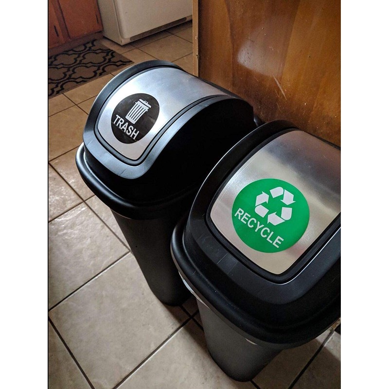 Recycle Sticker Trash Bin Label 8 Pack-4"x4"-Waterproof Organize & Coordinate