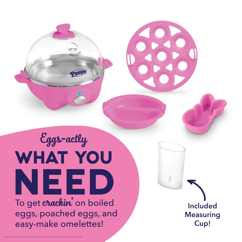 PEEPS x Dash Bunny Rapid Egg Cooker: 7 Egg Capacity
