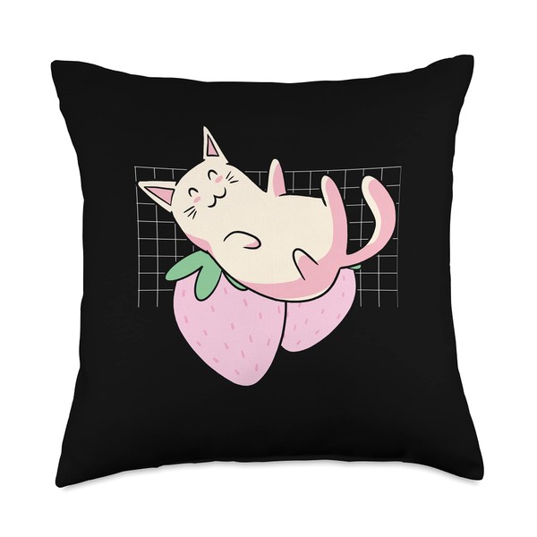 Cute Strawberry Milk Cat Gift Japanese Otaku Anime Vaporwave Cat